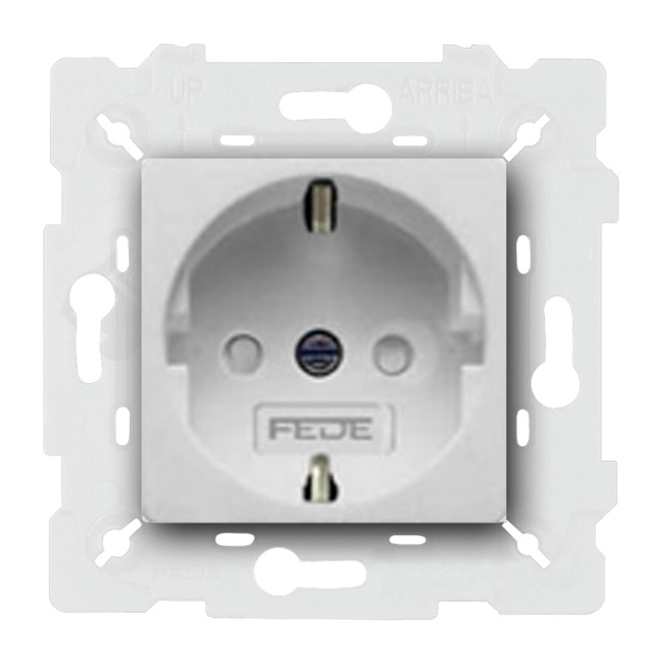  Розетка с заземлением и со шторками, винтовые клеммы Fede Vintage Corinto Белый (в сборе)